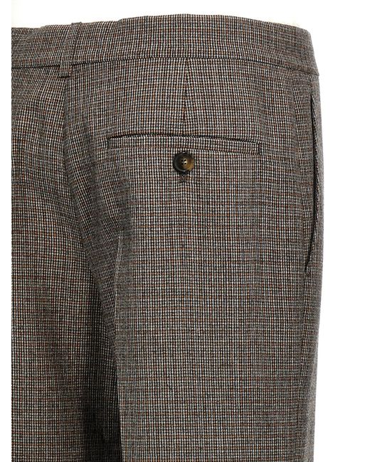 Stella McCartney Gray Micro Houndstooth Wool Trousers With Flared Leg