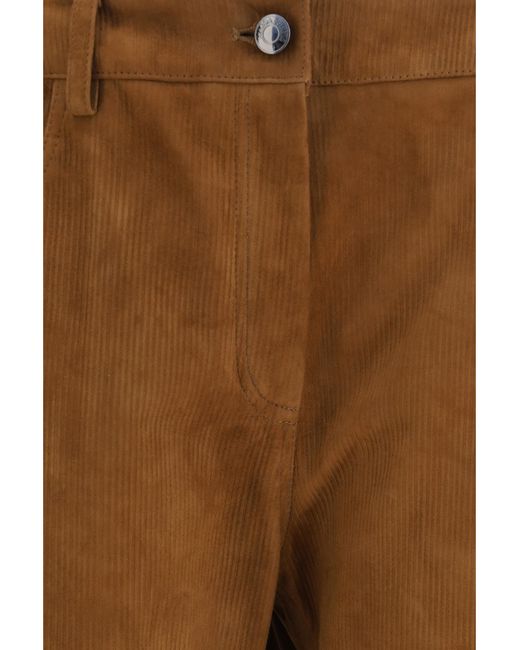 Magda Butrym Brown Leather Straight-Leg Trousers Sheep