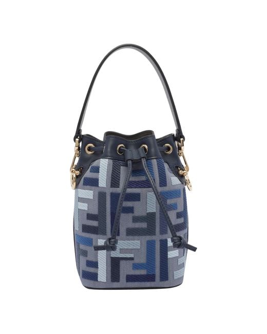 Fendi Blue Mini Mon Tresor Denim Bucket Bag