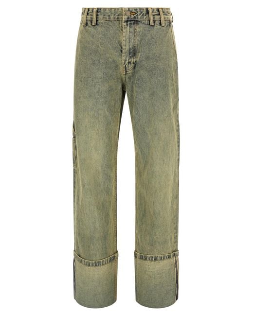 Entire studios Green Cuff Surface Wave Jeans