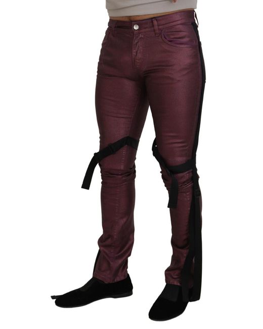 Dolce & Gabbana Red Magenta Cottoncasual Harness Denim Jeans for men