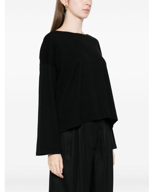 C.t. Plage Black Cotton Crewneck Sweater