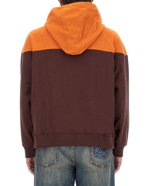 Etro Purple Hooded Sweatshirt With Logo Cotton Sweatshirts for men