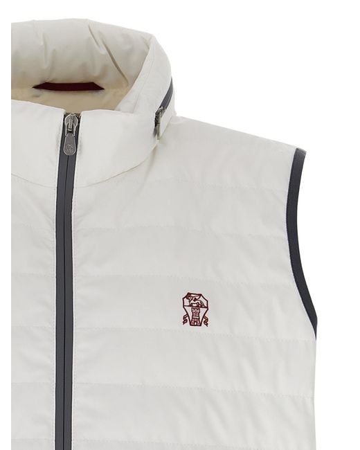 Brunello Cucinelli Gray Polyamide Sleeveless Jacket Clothing for men