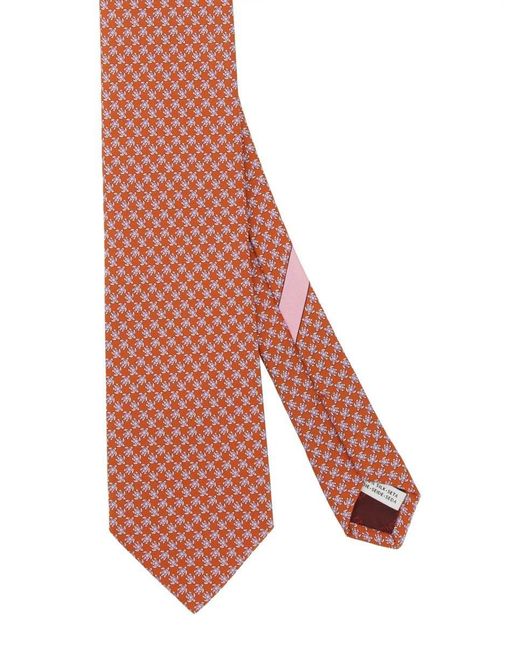 Ferragamo White Micro Pattern Printed Tie for men