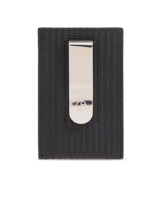 Giorgio Armani Black Card Case With Note Clip for men