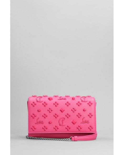 Christian Louboutin Paloma Clutch Shoulder Bag In Rose-pink Leather