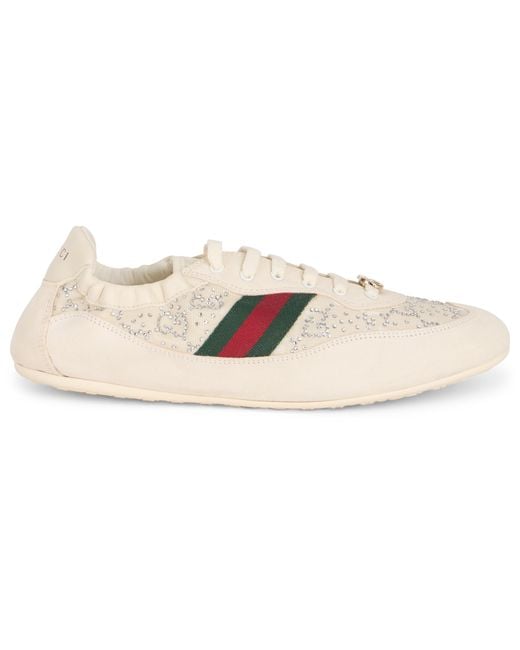 Gucci Natural Sneakers Shift Gg Crystal Calf Skin Trainers