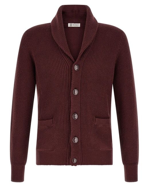 Brunello Cucinelli Purple Cotton Cardigan Clothing for men