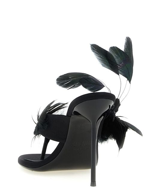 Paris Texas Black 'Lidia Feather Thong' Mules