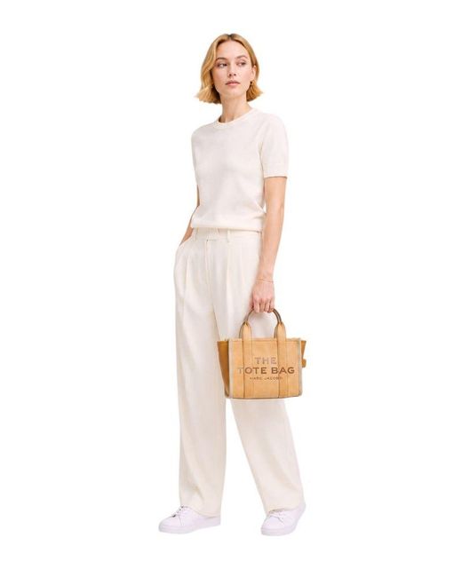 Marc Jacobs White Tote Bag Suede Cow Leather Tote-Bags