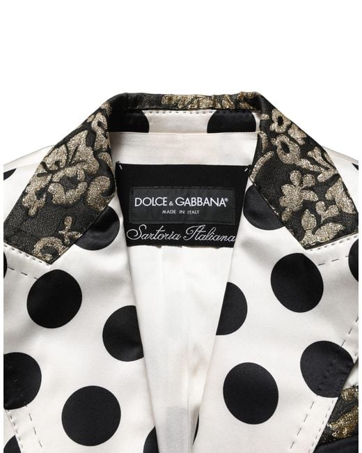 Dolce & Gabbana Black Brocade Polka-Dot Print Blazer Jacket And Clothing