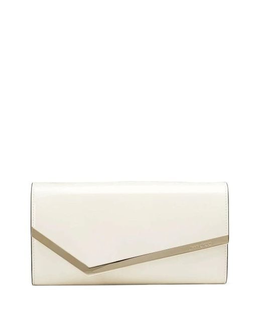 Jimmy Choo Natural Emmie Clutch Bag In Milk Patent Leather