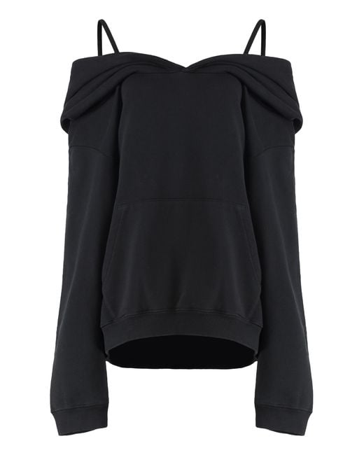 MM6 by Maison Margiela Black Cotton Hoodie Hoodies