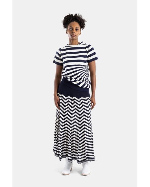 Junya Watanabe White Long Chevron Knit Skirt