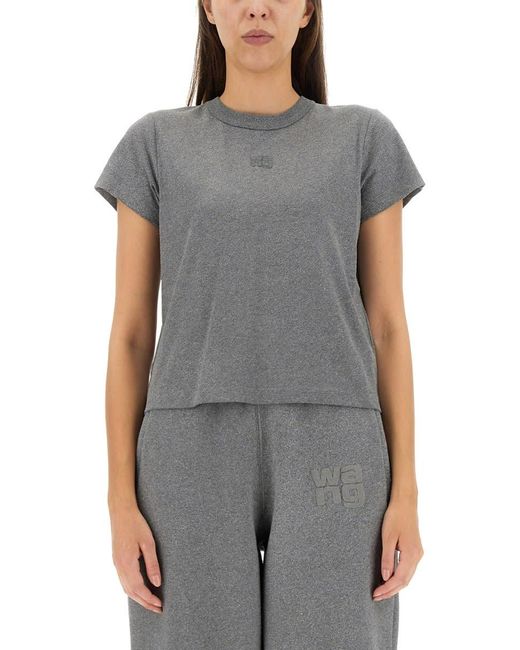 T By Alexander Wang Gray T-Shirt With Logo
