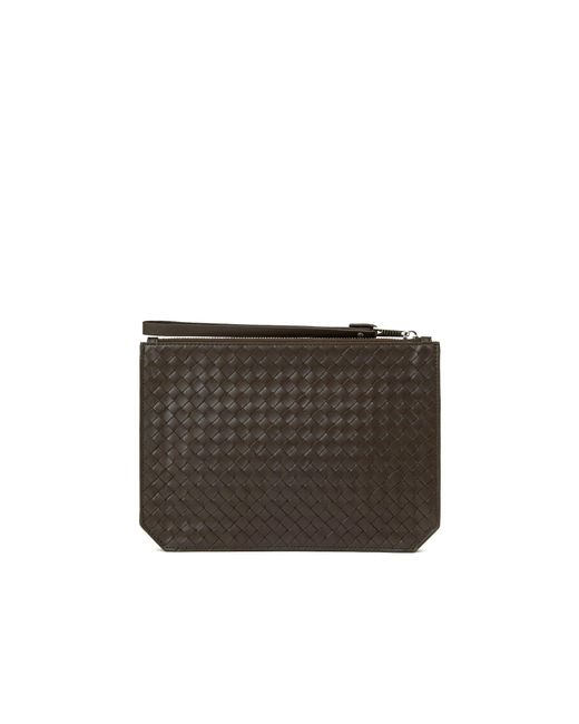 Bottega Veneta Gray Intrecciato Piccolo Standing Pouch for men