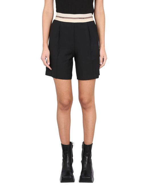 Helmut Lang Shorts With Logo Band In Black | Lyst