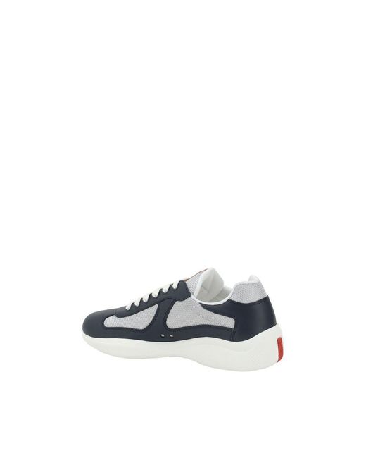 Prada Blue Calf Leather Bos Taurus Athletic Sneakers for men