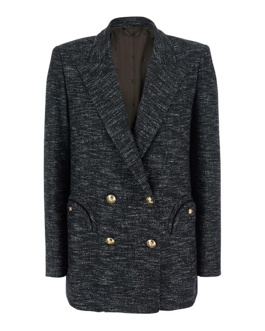 Blazé Milano Black Aifer Double-Breasted Jacket With Notched Revers