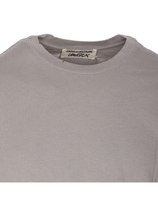 Zadig & Voltaire Gray Jimmy Destroy T-Shirt for men