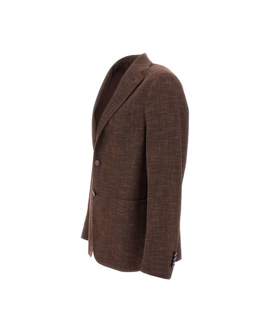Tagliatore Brown Wool, Cotton And Silk Blazer for men