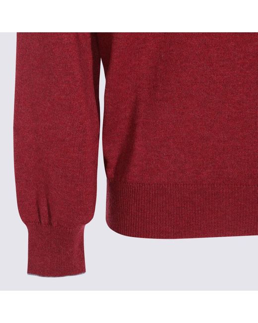 Brunello Cucinelli Red Cashmere Knitwear for men