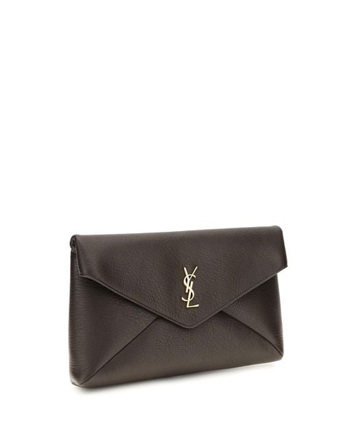 Saint Laurent Gray Ysl Busta Pouch W_Haka Moira L Lamb Ovis Aries Wallet