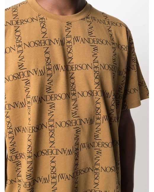 J.W. Anderson Brown All Over Logo Oversize T-Shirt Clothing Polo & T-Shirts for men