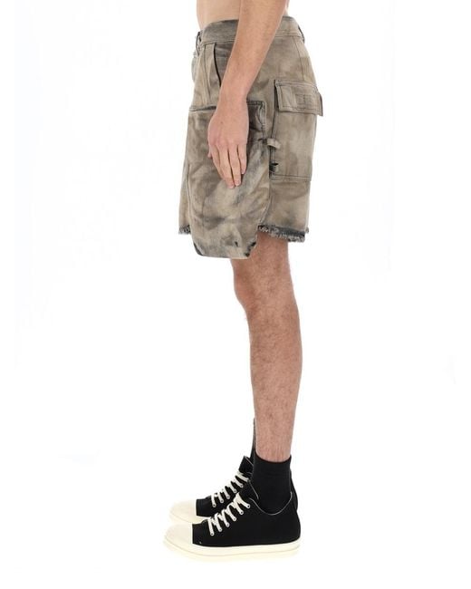 Rick Owens Natural Cargo Shorts Cotton for men