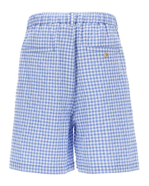 Marni Blue Vichy Print Cotton Blend Bermuda Shorts for men