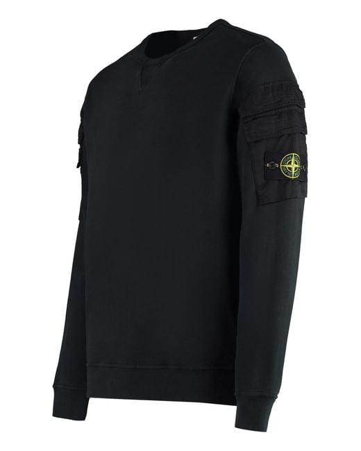 Stone Island Cotton Crew-neck Sweatshirt in Black for Men | Lyst