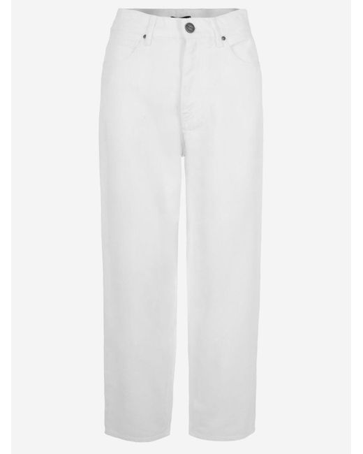 Pinko White Trousers Egg Cotton Blend