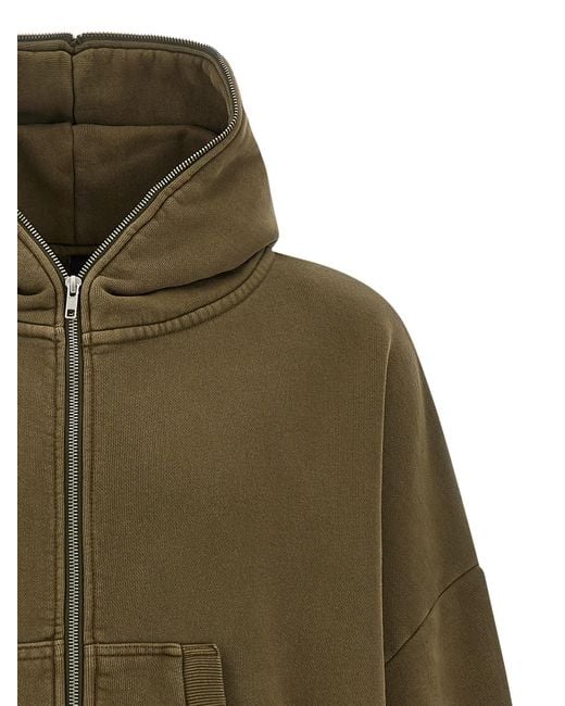 Entire studios Green Eternal Zip Washed Hoodie for men