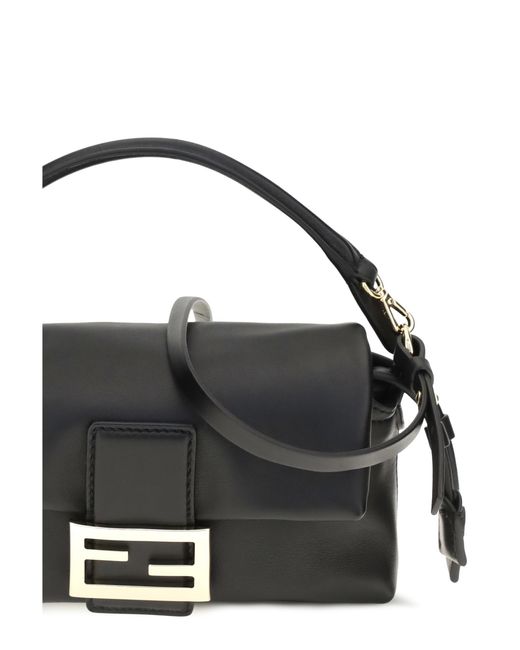 Fendi Black Small Baguette Soft Nappa Leather Handbag Upper: Lamb Ovis Aries Shoulder Bags