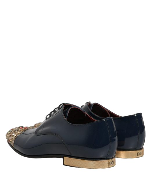 Dolce & Gabbana Blue Embellished Men Derby Dress Formal Shoes for men