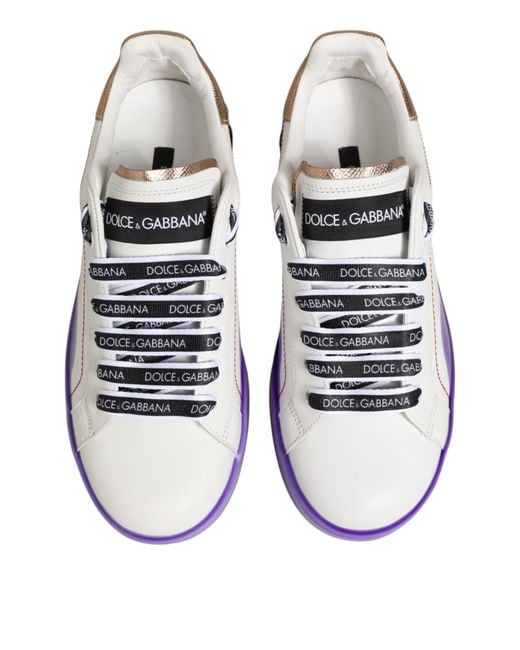 Dolce & Gabbana White Leather Low Top Sneaker Shoes 100Lf