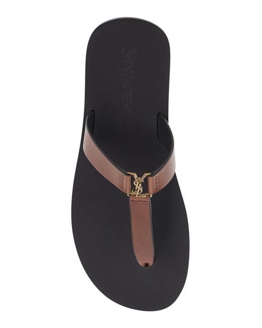 Saint Laurent Brown Sandals Babylone Leather Calf