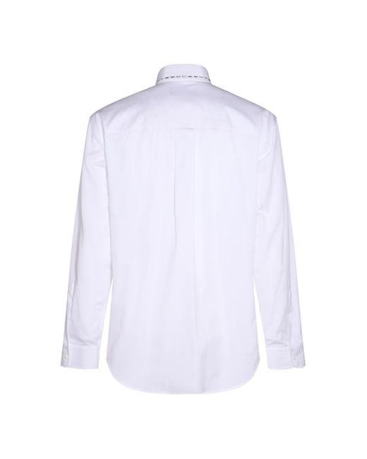 DSquared² White Stitch Detailed Curved Hem Shirt for men