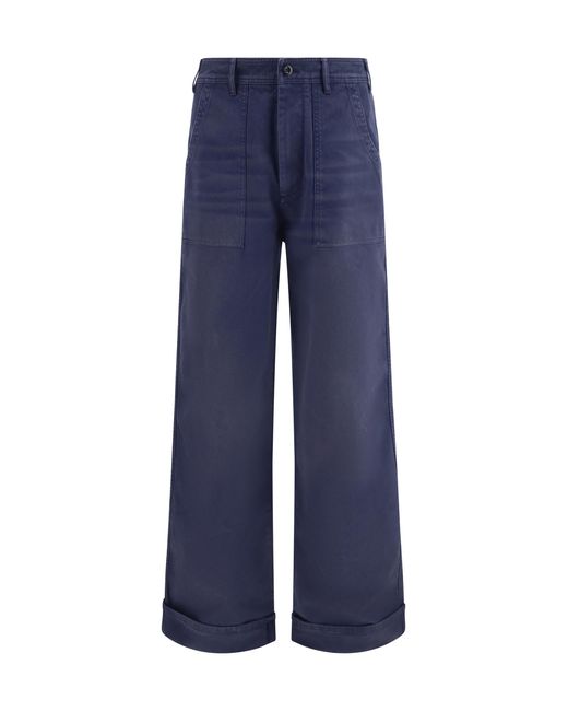 Acne Blue Pants Cotton Twill Trousers for men