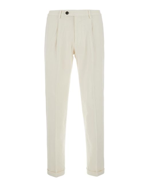 Michael Coal Natural Cotton Trousers With Side Pockets for men
