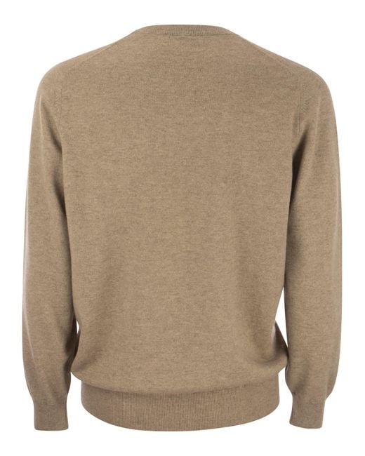 Brunello Cucinelli Brown Pure Cashmere Crew-neck Sweater for men