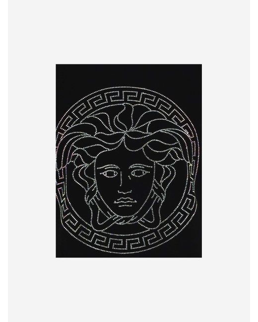 Versace Black Cotton T-shirt With Medusa Pattern
