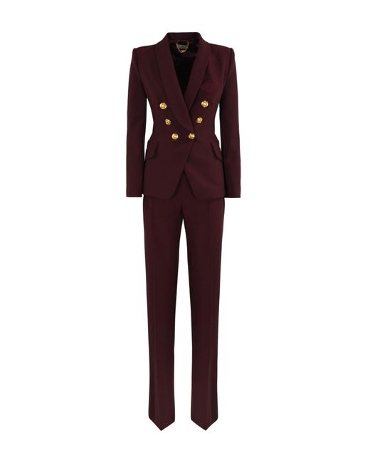 Elisabetta Franchi Purple Double Stretch Crepe Suit