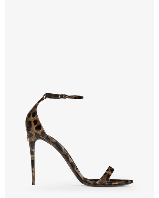Dolce & Gabbana Black Leather Sandals Leopard Print