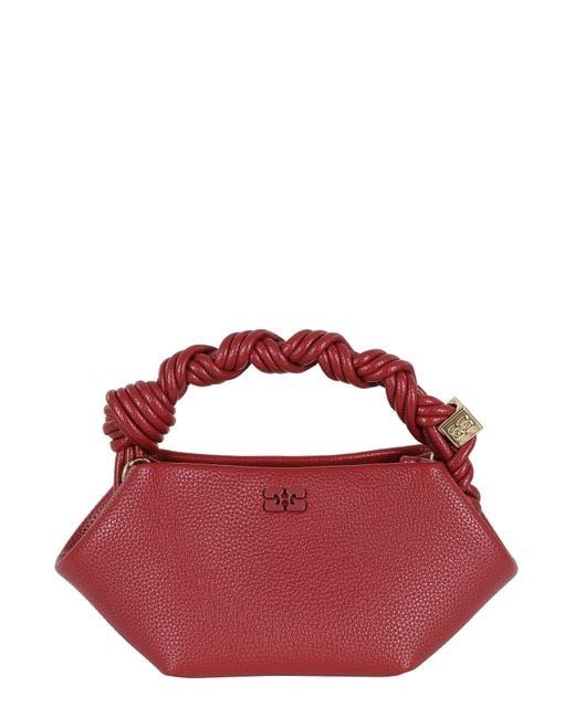 Ganni Red Bou Mini Grained Polyurethane Borsa