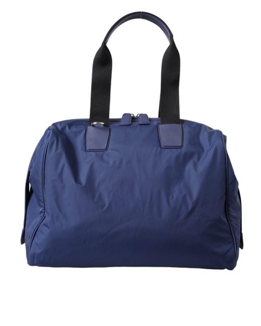 Dolce & Gabbana Blue Nylon Calfskin Hand Shoulder Duffel Bag for men