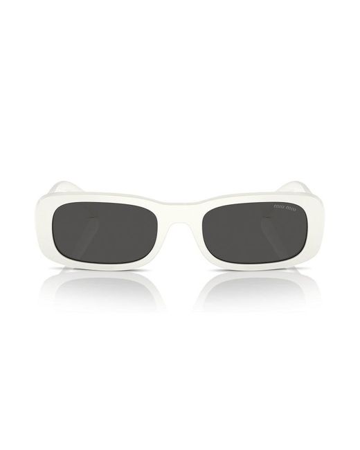 Miu Miu White Miu Sunglasses Rectangle Full Rim, Frame And Dark Lens Mu08Zs1425S0