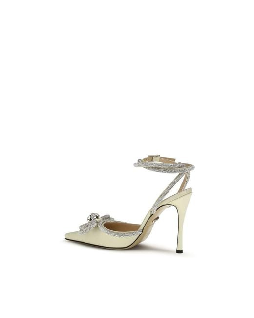 Mach & Mach White Bicolor Silk High Heel Pumps