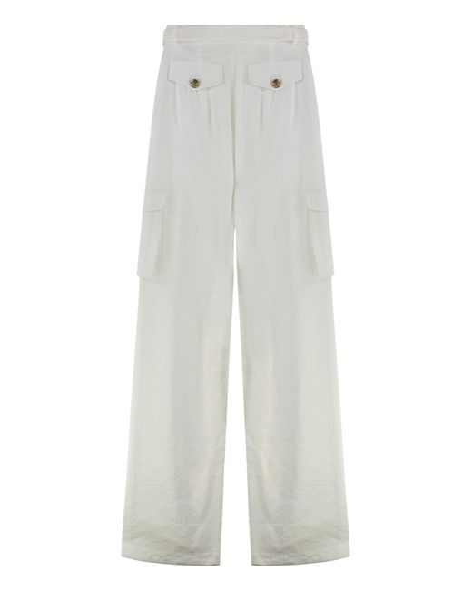 Versace Jeans Couture White Cargo Trousers Modal Wide-Leg
